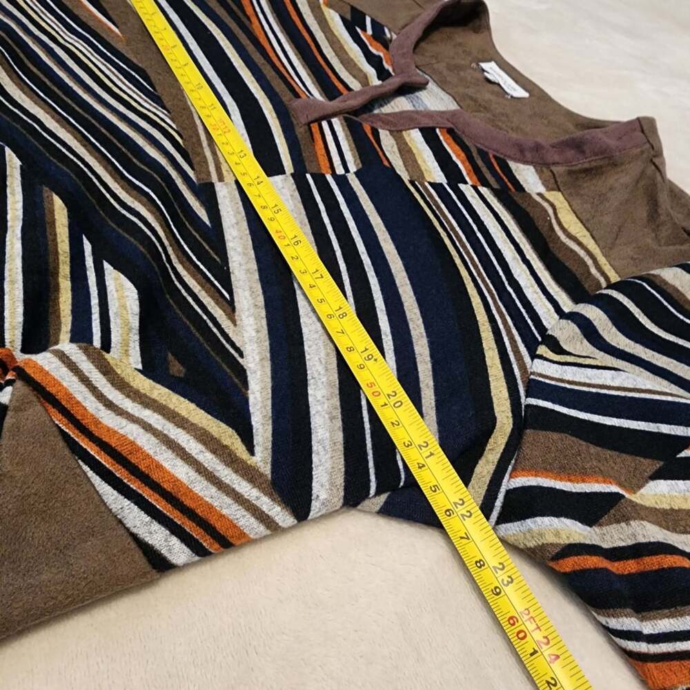 Marie Claire Striped Cozy Fall Dress Size TG/XL Multi-Color Velvet taupe collar - Picture 11 of 13